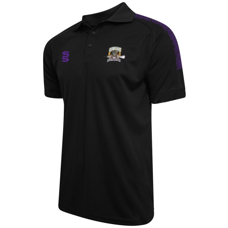 Caterham Cougars Lacrosse Club Dual Solid Colour Polo : Black / Purple