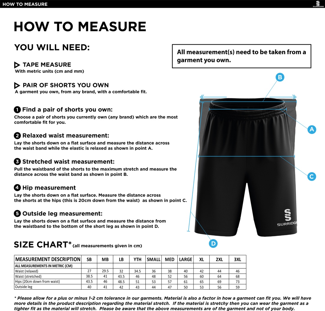 Caterham Cougars Lacrosse Club Blade Shorts : Black - Size Guide