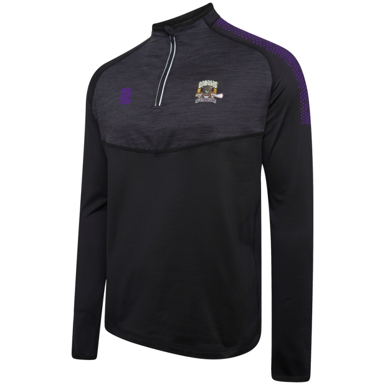 Caterham Cougars Lacrosse Club  1/4 Zip Dual Performance Top :  Black